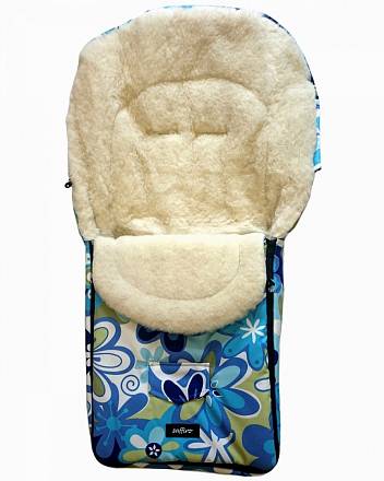 Спальный мешок в коляску №07 из серии North pole, дизайн – голубые цветы 